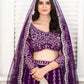 Rajwada Deep Purple Georgette Embellished Semi Stitched Lehenga For Women