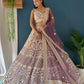 Rajwada Lavender Net Embellished Semi Stitched Lehenga For Women