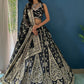Rajwada Black Silk Blend Embellished Semi Stitched Lehenga For Women