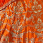 Rajwada Orangge Silk Blend Embellished Semi Stitched Lehenga For Women