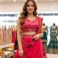 Rajwada Pink Satin Embellished Semi Stitched Lehenga For Women