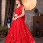 Rajwada Red Georgette Embellished Semi Stitched Lehenga For Women