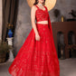 Rajwada Red Georgette Embellished Semi Stitched Lehenga For Women