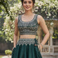 Rajwada Dark Green Silk Blend Embroidered Semi Stitched Lehenga For Women