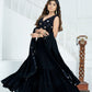 Rajwada Black Georgette Embellished Semi Stitched Lehenga For Women