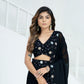 Rajwada Black Georgette Embellished Semi Stitched Lehenga For Women