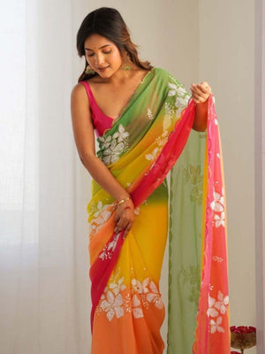 Rajwada Multicolor Georgette Embroidered Saree For Women