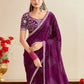 Rajwada Wine Chiffon Embellished Saree For Women