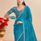 Rajwada Sky Blue Chiffon Embellished Saree For Women