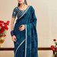Rajwada Teal Chiffon Embellished Saree For Women