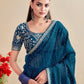 Rajwada Teal Chiffon Embellished Saree For Women