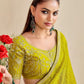 Rajwada Lime Green Chiffon Embellished Saree For Women