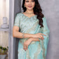 Rajwada Sky Blue Chiffon Embroidered Saree For Women
