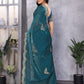 Rajwada Teal Chiffon Embroidered Saree For Women