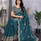 Rajwada Teal Chiffon Embroidered Saree For Women