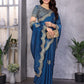 Rajwada Royal Blue Chiffon Embroidered Saree For Women