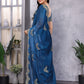 Rajwada Royal Blue Chiffon Embroidered Saree For Women