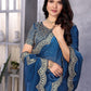 Rajwada Royal Blue Chiffon Embroidered Saree For Women