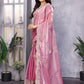 Rajwada Pink Chiffon Embroidered Saree For Women