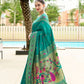 Rajwada Sea Green Silk Woven Paithani Saree For Women