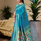 Rajwada Sky Blue Silk Woven Paithani Saree For Women