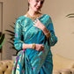 Rajwada Sky Blue Silk Woven Paithani Saree For Women