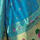 Rajwada Sky Blue Silk Woven Paithani Saree For Women
