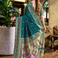 Rajwada Teal Blue Silk Woven Paithani Saree For Women