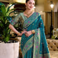 Rajwada Teal Blue Silk Woven Paithani Saree For Women