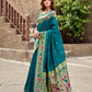 Rajwada Teal Blue Silk Woven Paithani Saree For Women