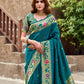 Rajwada Teal Blue Silk Woven Paithani Saree For Women