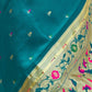 Rajwada Teal Blue Silk Woven Paithani Saree For Women