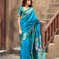 Rajwada Turquoise Blue Silk Woven Paithani Saree For Women