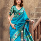 Rajwada Turquoise Blue Silk Woven Paithani Saree For Women