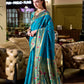 Rajwada Turquoise Blue Silk Woven Paithani Saree For Women