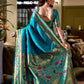 Rajwada Turquoise Blue Silk Woven Paithani Saree For Women