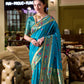 Rajwada Turquoise Blue Silk Woven Paithani Saree For Women