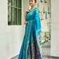 Rajwada Aqua Blue Silk Woven Paithani Saree For Women