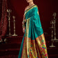 Rajwada Sea Green Silk Woven Paithani Saree For Women