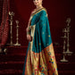 Rajwada Teal Silk Woven Paithani Saree For Women
