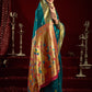 Rajwada Teal Silk Woven Paithani Saree For Women