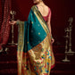 Rajwada Teal Silk Woven Paithani Saree For Women