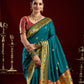 Rajwada Teal Silk Woven Paithani Saree For Women