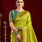 Rajwada Lime Green Silk Woven Paithani Saree For Women