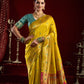 Rajwada Yellow Silk Woven Paithani Saree For Women