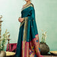 Rajwada Teal Silk Woven Paithani Saree For Women