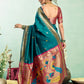 Rajwada Teal Silk Woven Paithani Saree For Women