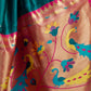 Rajwada Teal Silk Woven Paithani Saree For Women