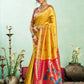 Rajwada Yellow Silk Woven Paithani Saree For Women
