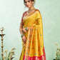 Rajwada Yellow Silk Woven Paithani Saree For Women